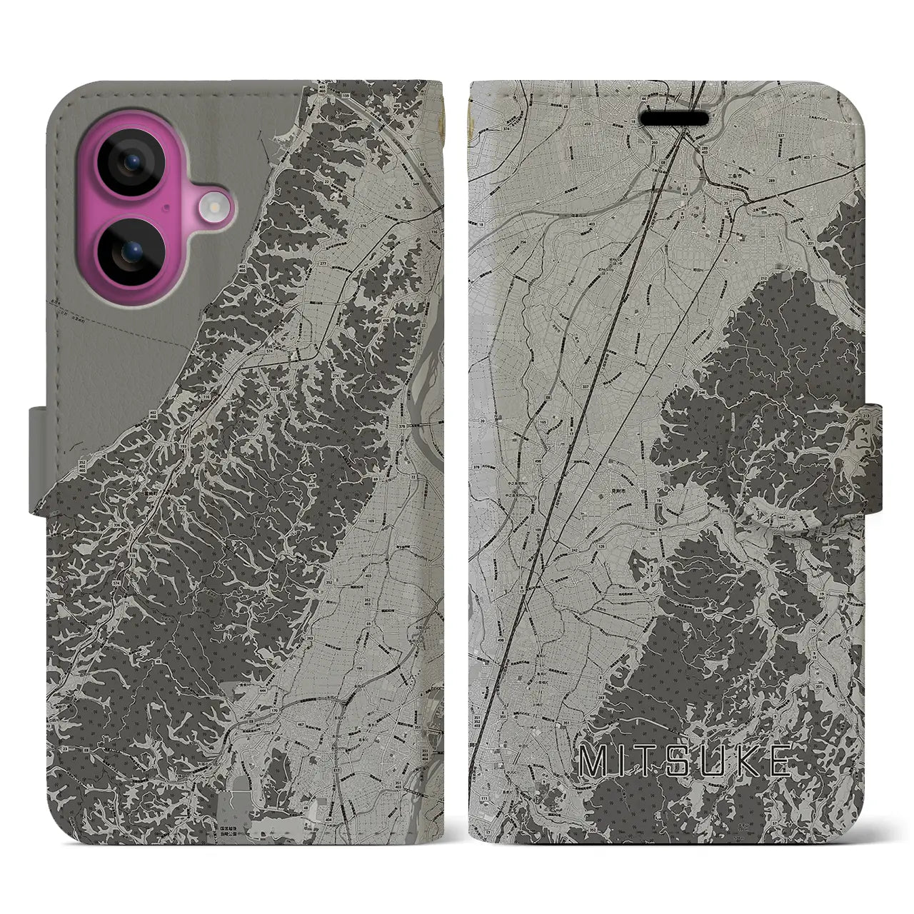 【見附(新潟県)】地図柄iPhoneケース(手帳タイプ)