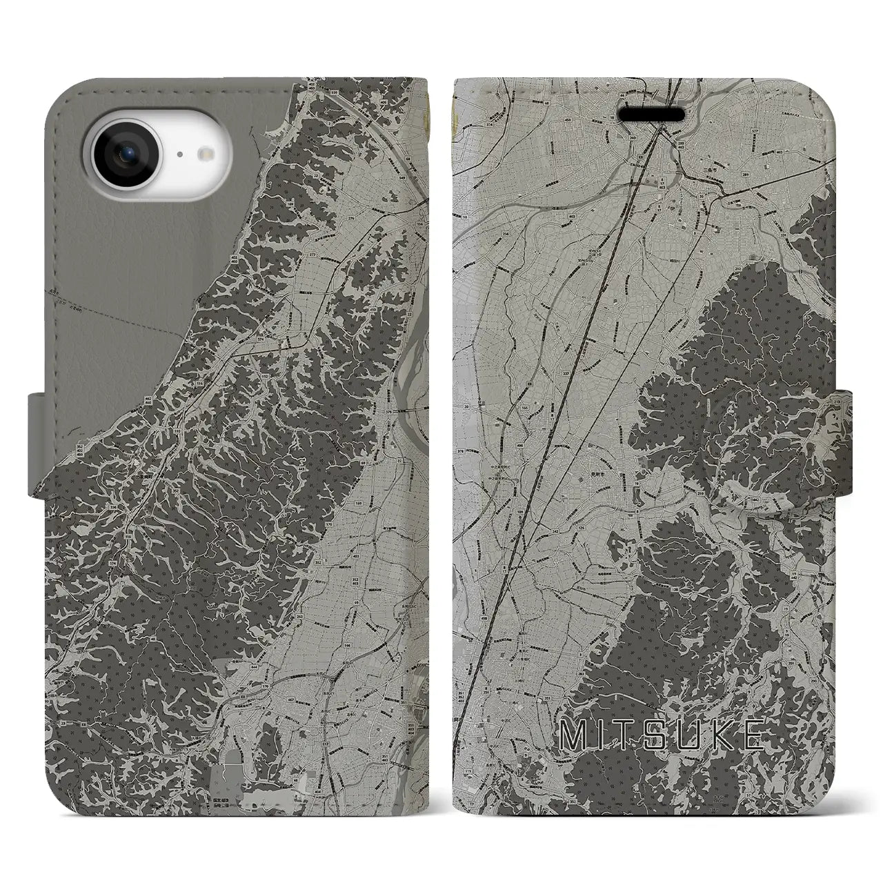 【見附(新潟県)】地図柄iPhoneケース(手帳タイプ)