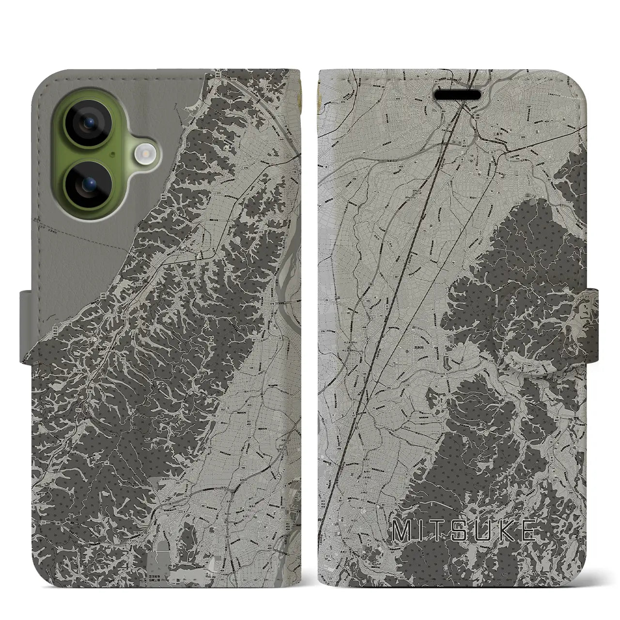 【見附(新潟県)】地図柄iPhoneケース(手帳タイプ)