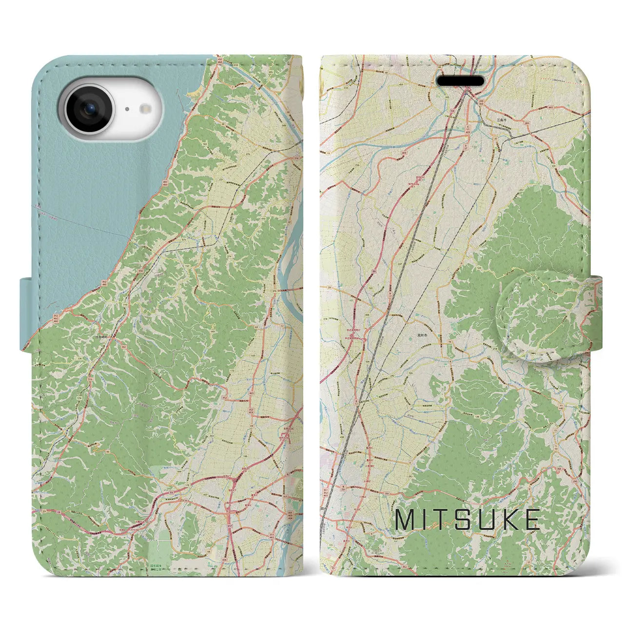 【見附(新潟県)】地図柄iPhoneケース(手帳タイプ)