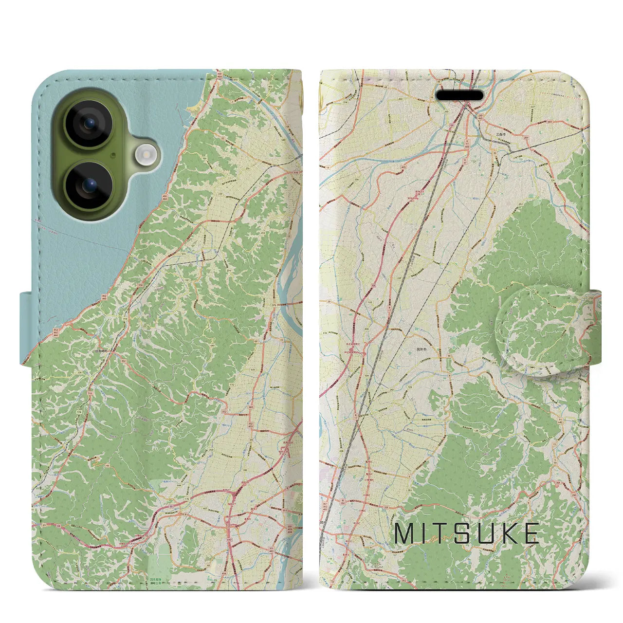 【見附(新潟県)】地図柄iPhoneケース(手帳タイプ)