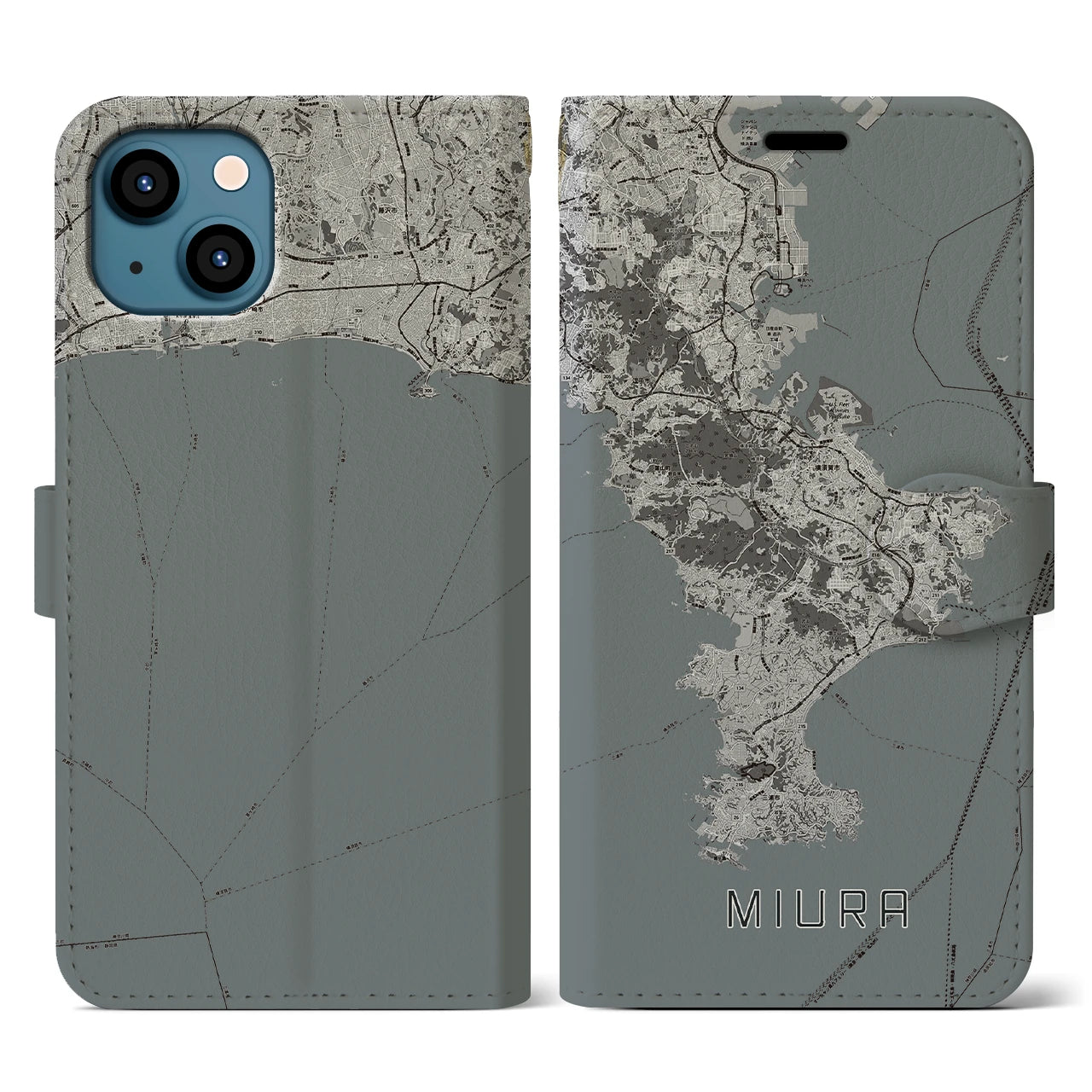 【三浦2(神奈川県)】地図柄iPhoneケース(手帳タイプ)