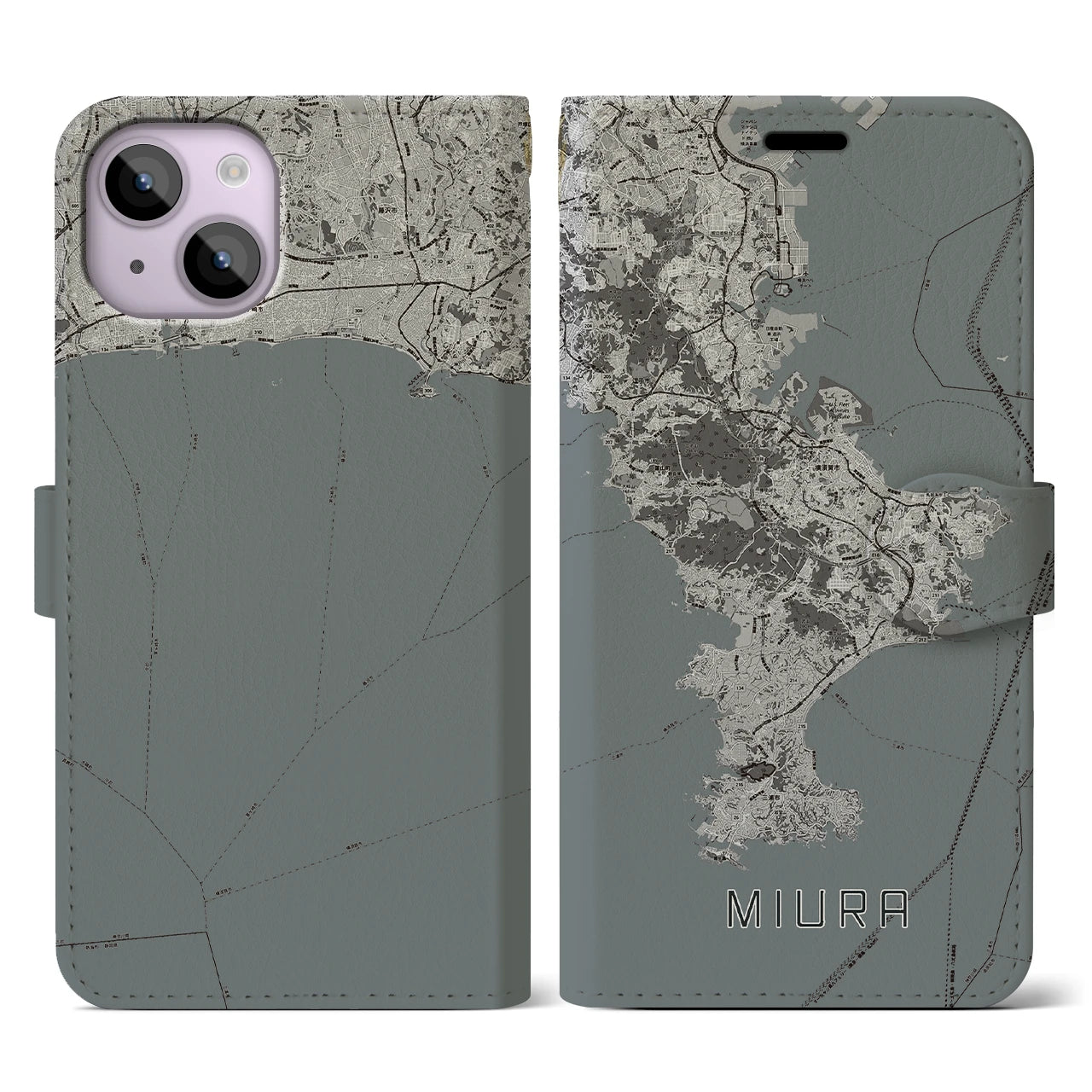 【三浦2(神奈川県)】地図柄iPhoneケース(手帳タイプ)