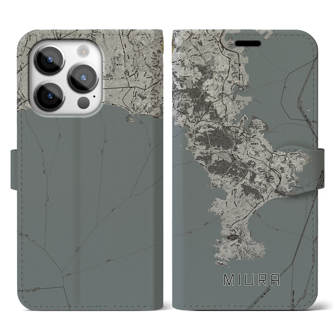 【三浦2(神奈川県)】地図柄iPhoneケース(手帳タイプ)