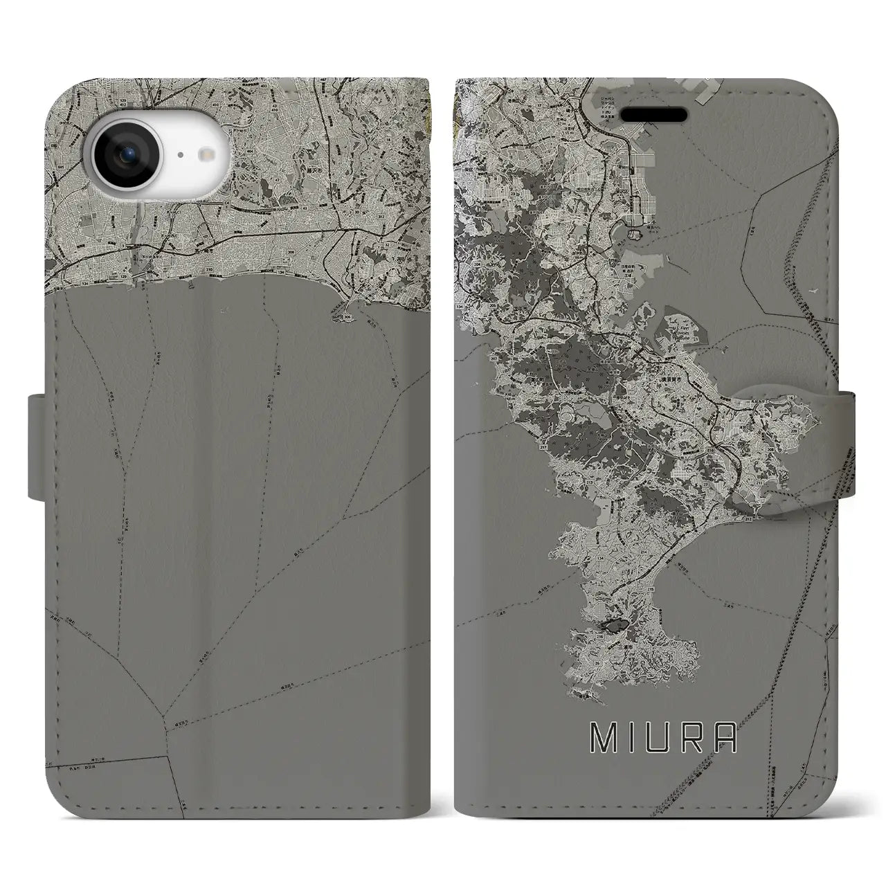 【三浦2(神奈川県)】地図柄iPhoneケース(手帳タイプ)