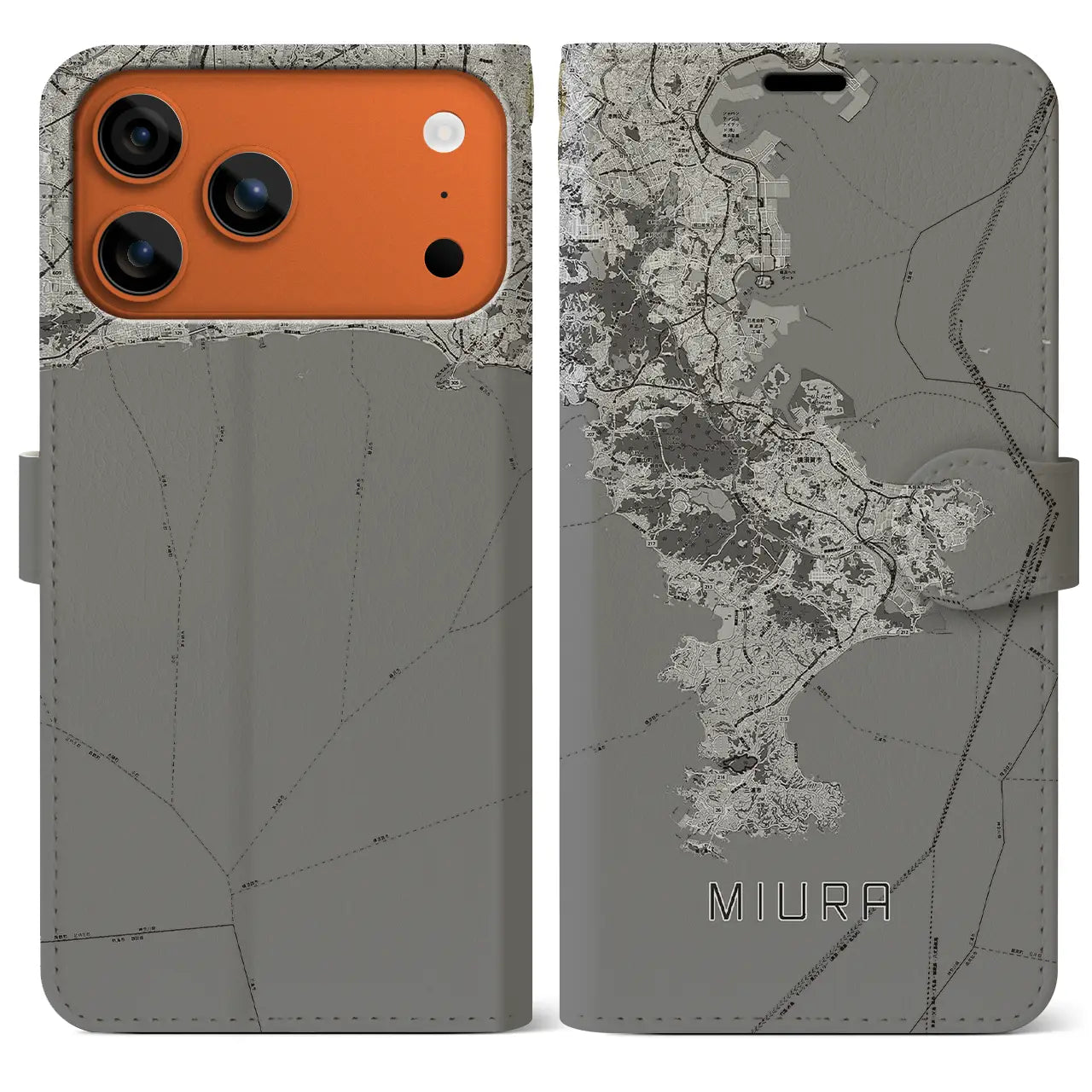 【三浦2(神奈川県)】地図柄iPhoneケース(手帳タイプ)