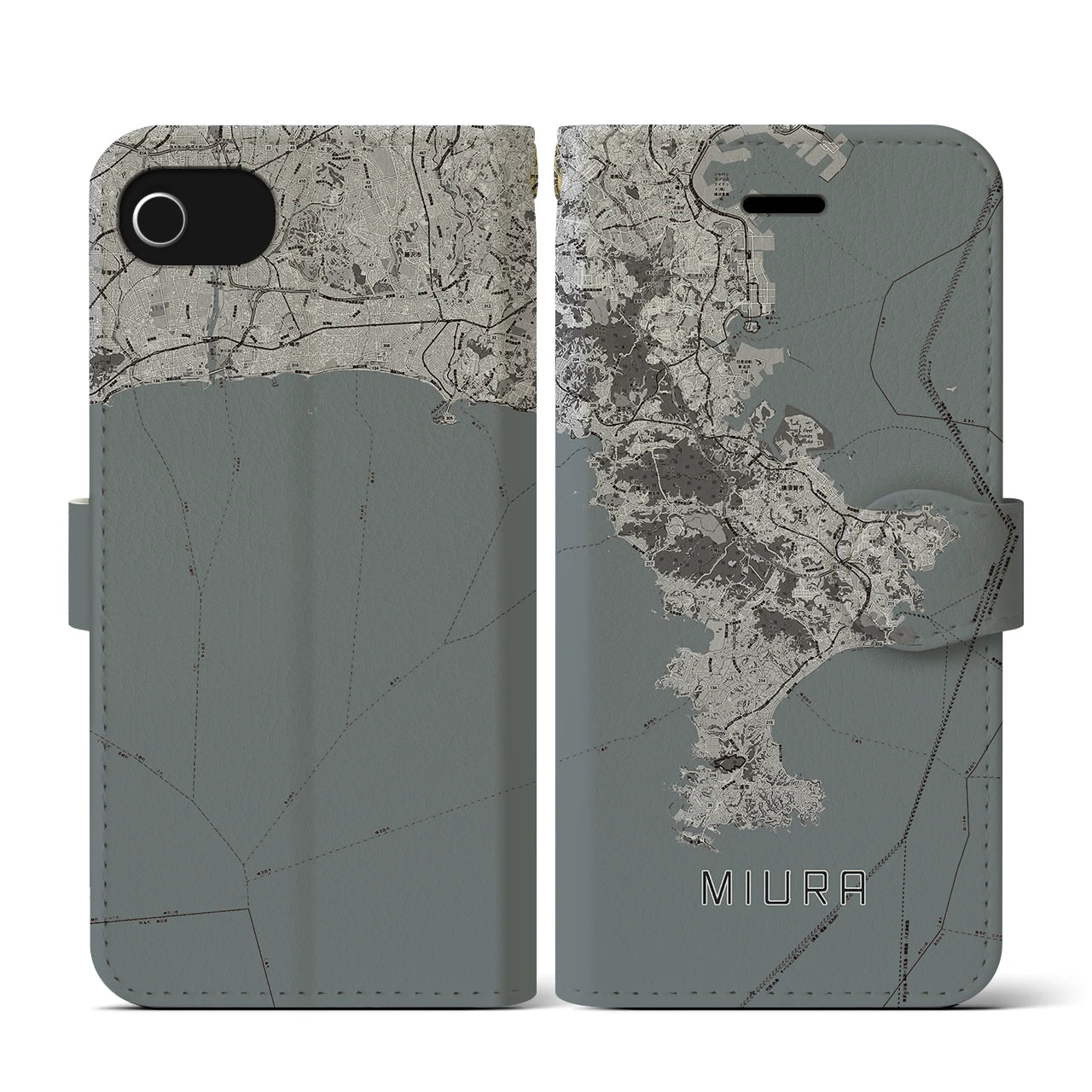 【三浦2(神奈川県)】地図柄iPhoneケース(手帳タイプ)