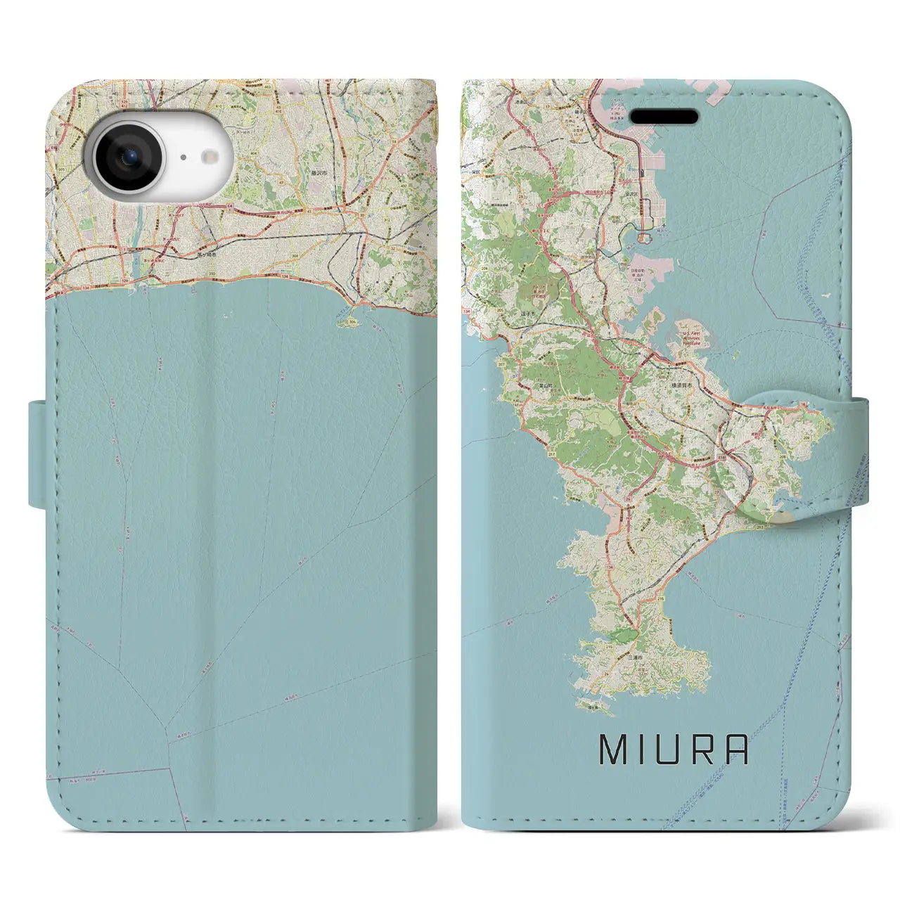 【三浦2(神奈川県)】地図柄iPhoneケース(手帳タイプ)