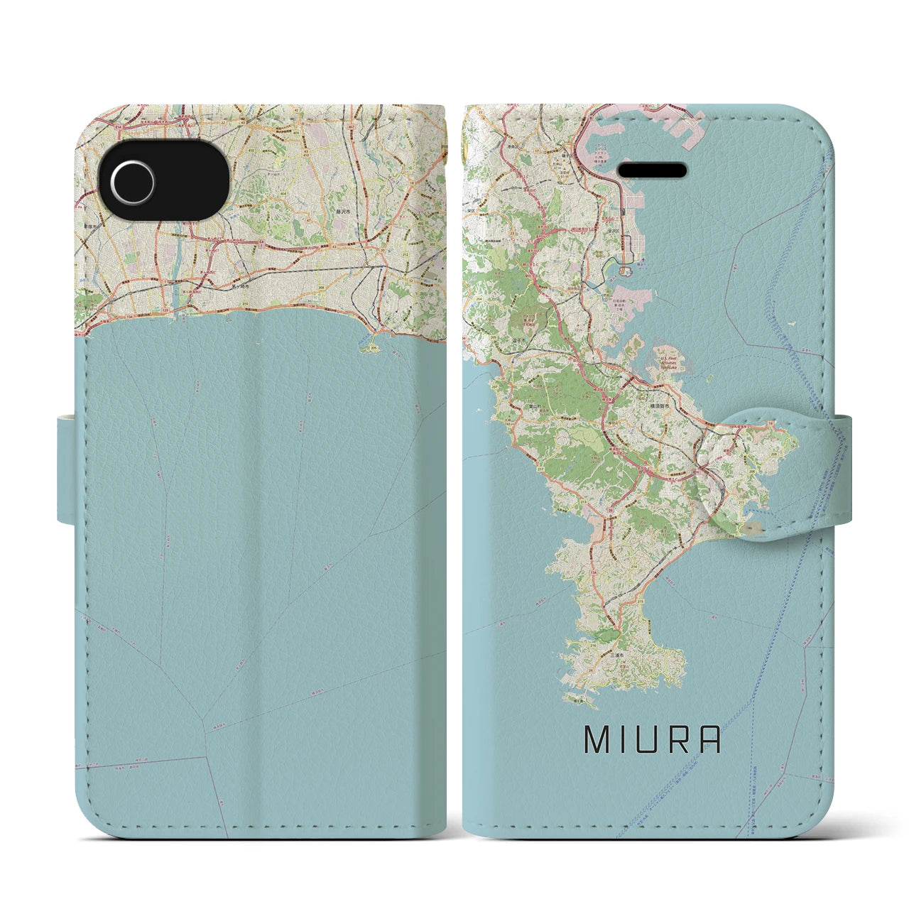 【三浦2(神奈川県)】地図柄iPhoneケース(手帳タイプ)