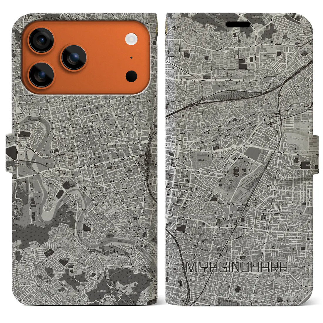 【宮城野原(宮城県)】地図柄iPhoneケース(手帳タイプ)