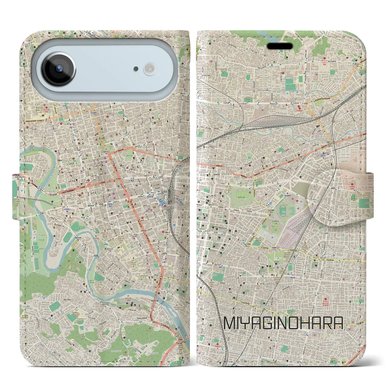 【宮城野原(宮城県)】地図柄iPhoneケース(手帳タイプ)