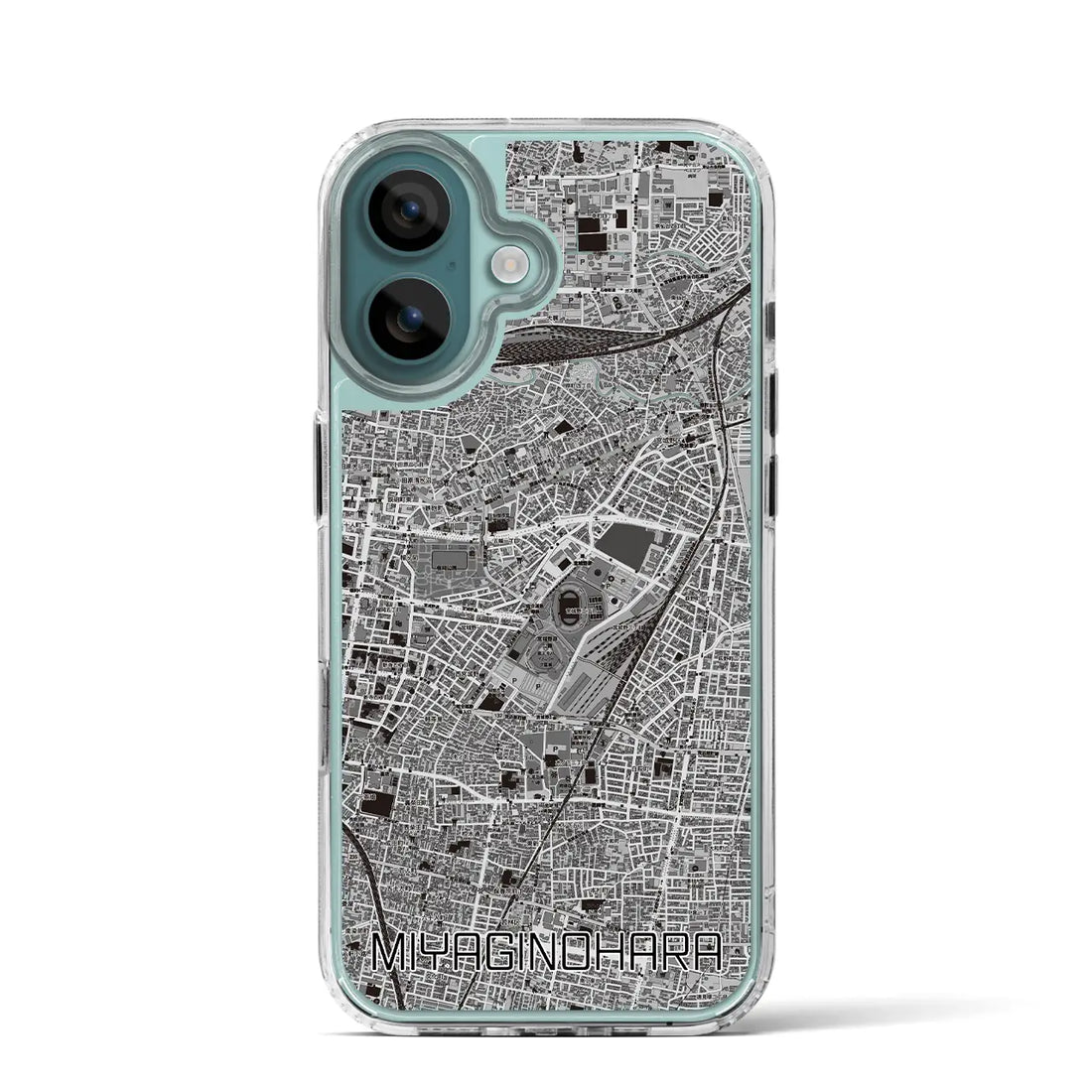 【宮城野原(宮城県)】地図柄iPhoneケース(MagSafeタイプ)モノトーン・iPhone 16 Pro 用