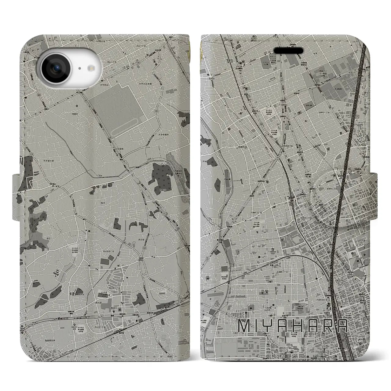 【宮原(埼玉県)】地図柄iPhoneケース(手帳タイプ)