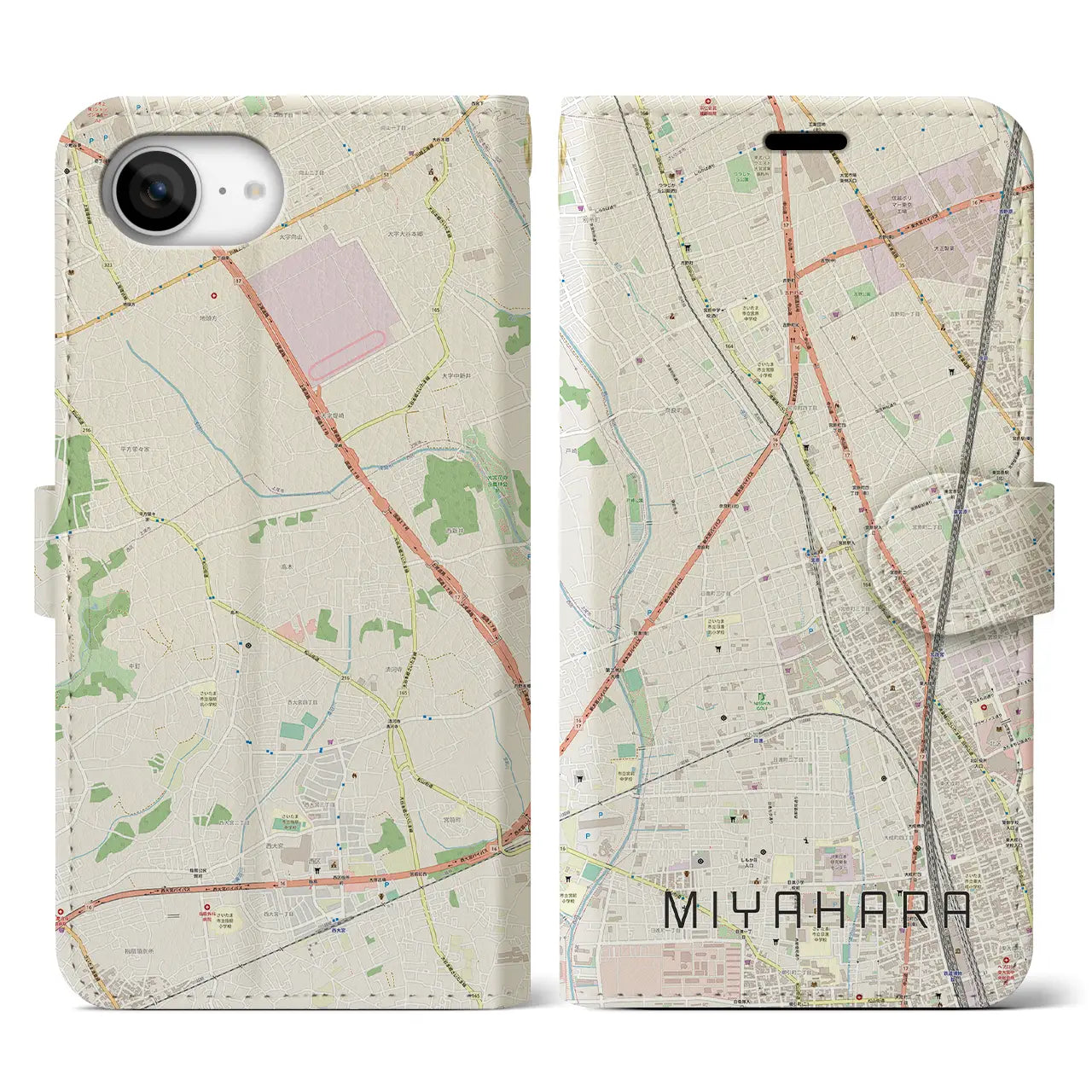 【宮原(埼玉県)】地図柄iPhoneケース(手帳タイプ)