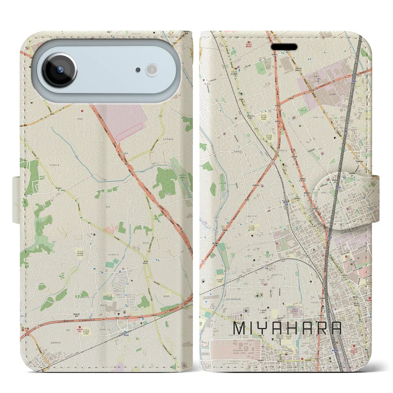 【宮原(埼玉県)】地図柄iPhoneケース(手帳タイプ)