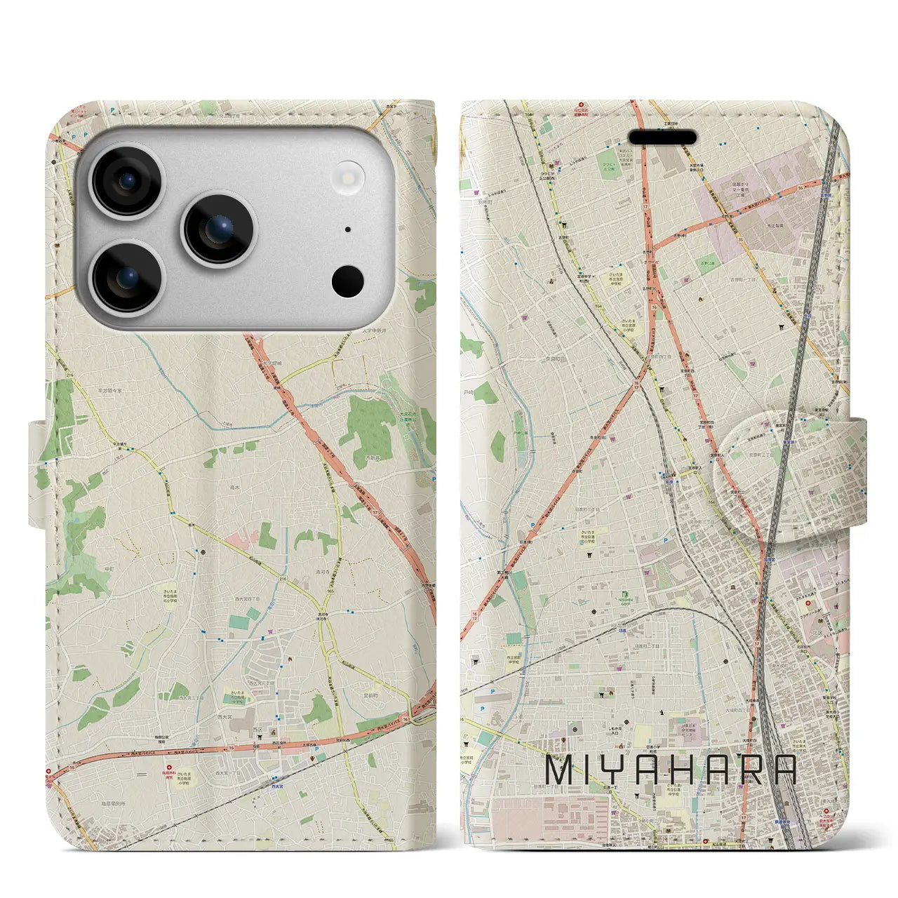 【宮原(埼玉県)】地図柄iPhoneケース(手帳タイプ)