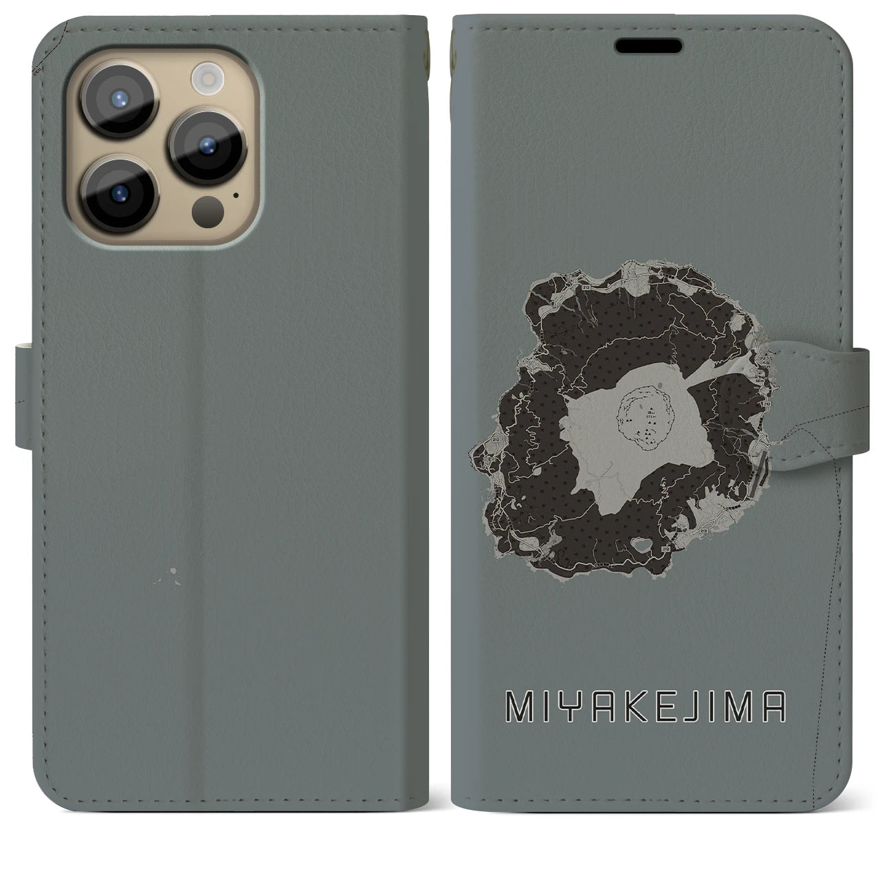 【三宅島(東京都)】地図柄iPhoneケース(手帳タイプ)