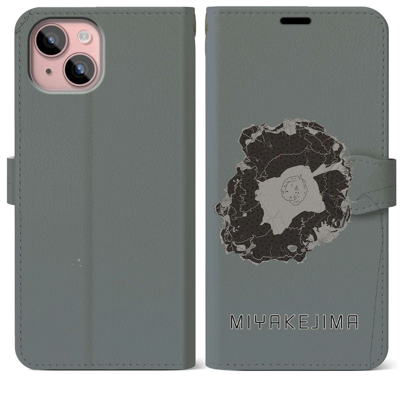 【三宅島(東京都)】地図柄iPhoneケース(手帳タイプ)