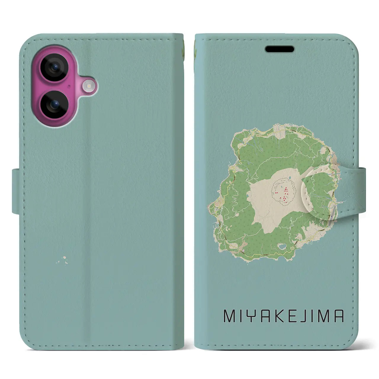 【三宅島(東京都)】地図柄iPhoneケース(手帳タイプ)ナチュラル・iPhone 16 Pro 用