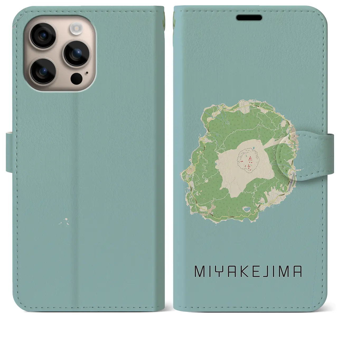 【三宅島(東京都)】地図柄iPhoneケース(手帳タイプ)ナチュラル・iPhone 16 Plus 用