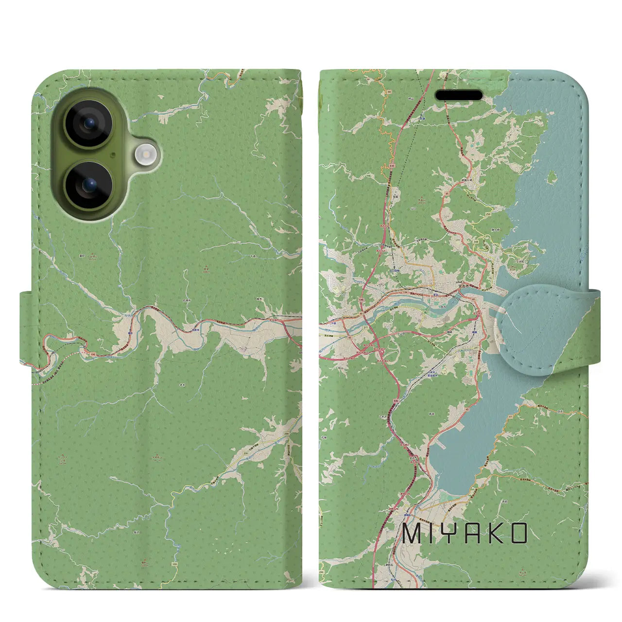 【宮古(岩手県)】地図柄iPhoneケース(手帳タイプ)