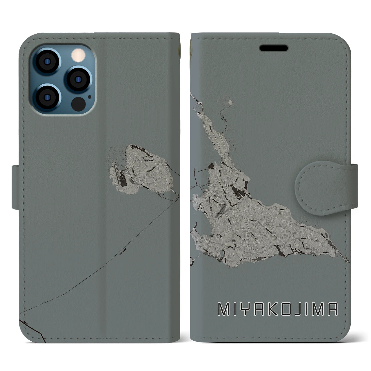 【宮古島(沖縄県)】地図柄iPhoneケース(手帳タイプ)
