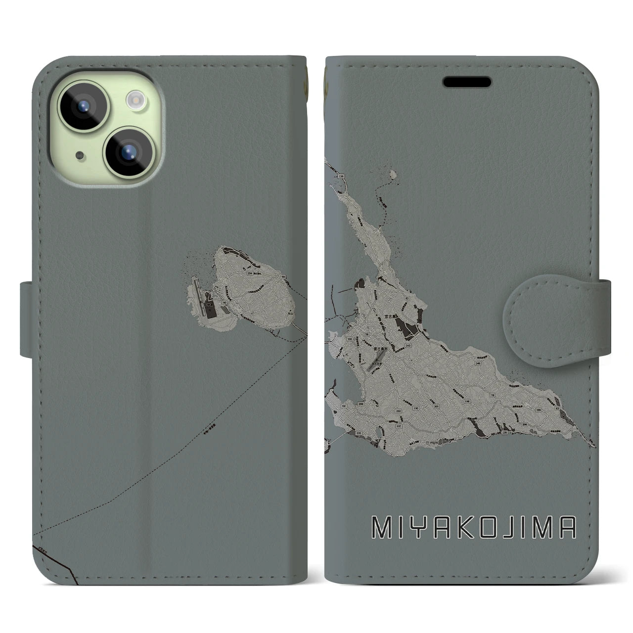 【宮古島(沖縄県)】地図柄iPhoneケース(手帳タイプ)