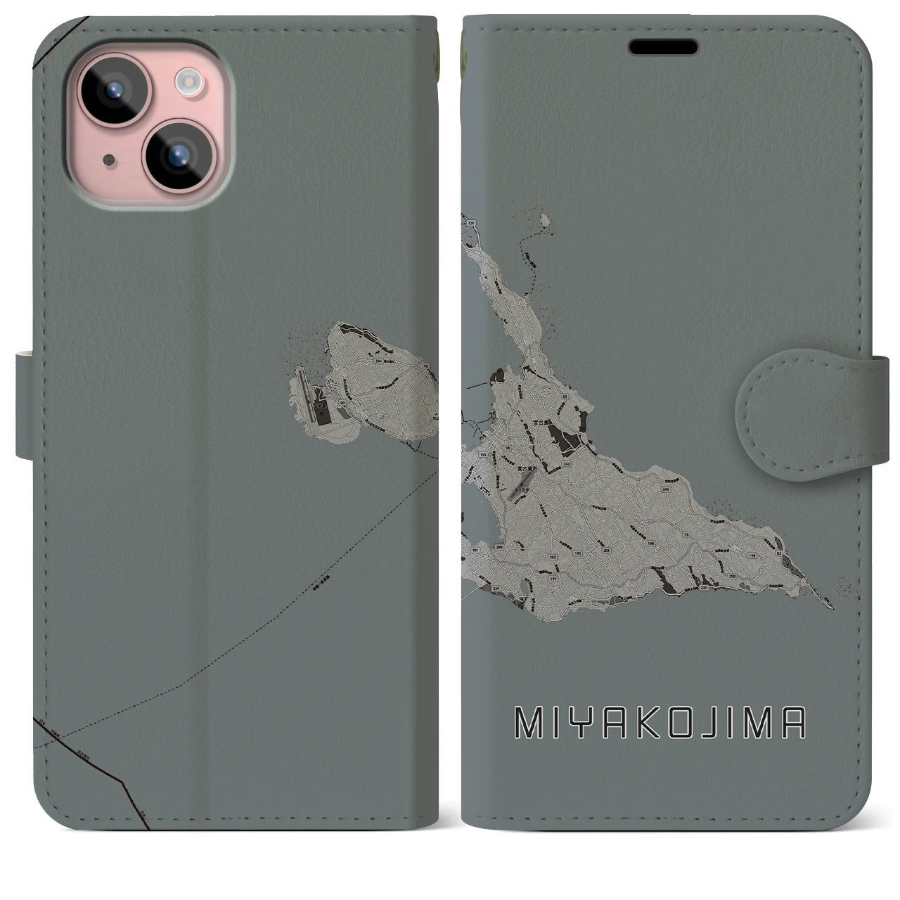 【宮古島(沖縄県)】地図柄iPhoneケース(手帳タイプ)