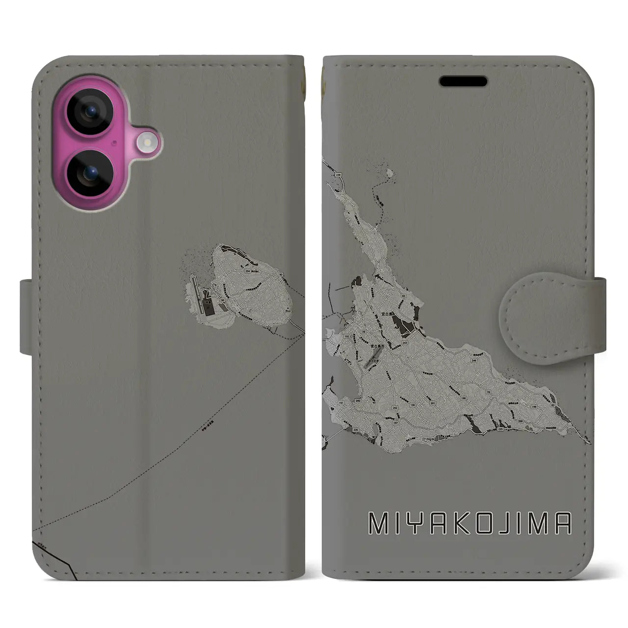 【宮古島(沖縄県)】地図柄iPhoneケース(手帳タイプ)
