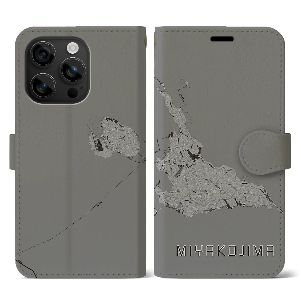 【宮古島(沖縄県)】地図柄iPhoneケース(手帳タイプ)