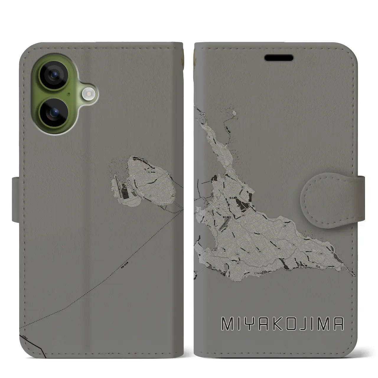 【宮古島(沖縄県)】地図柄iPhoneケース(手帳タイプ)