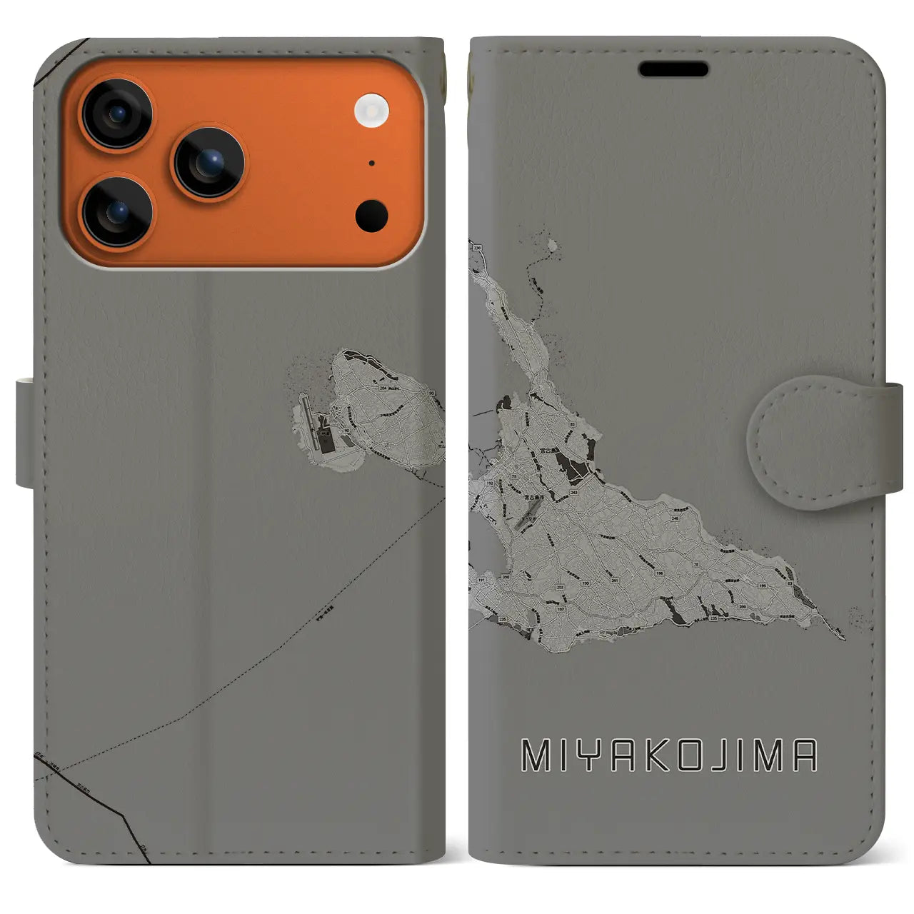 【宮古島(沖縄県)】地図柄iPhoneケース(手帳タイプ)