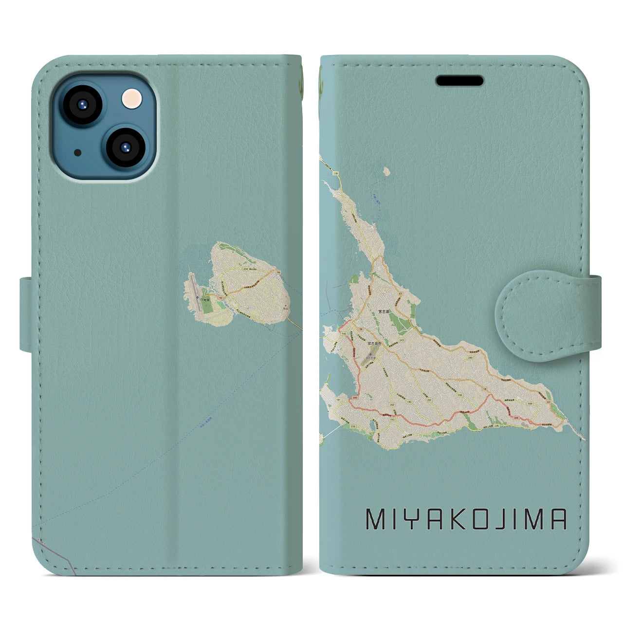 【宮古島(沖縄県)】地図柄iPhoneケース(手帳タイプ)