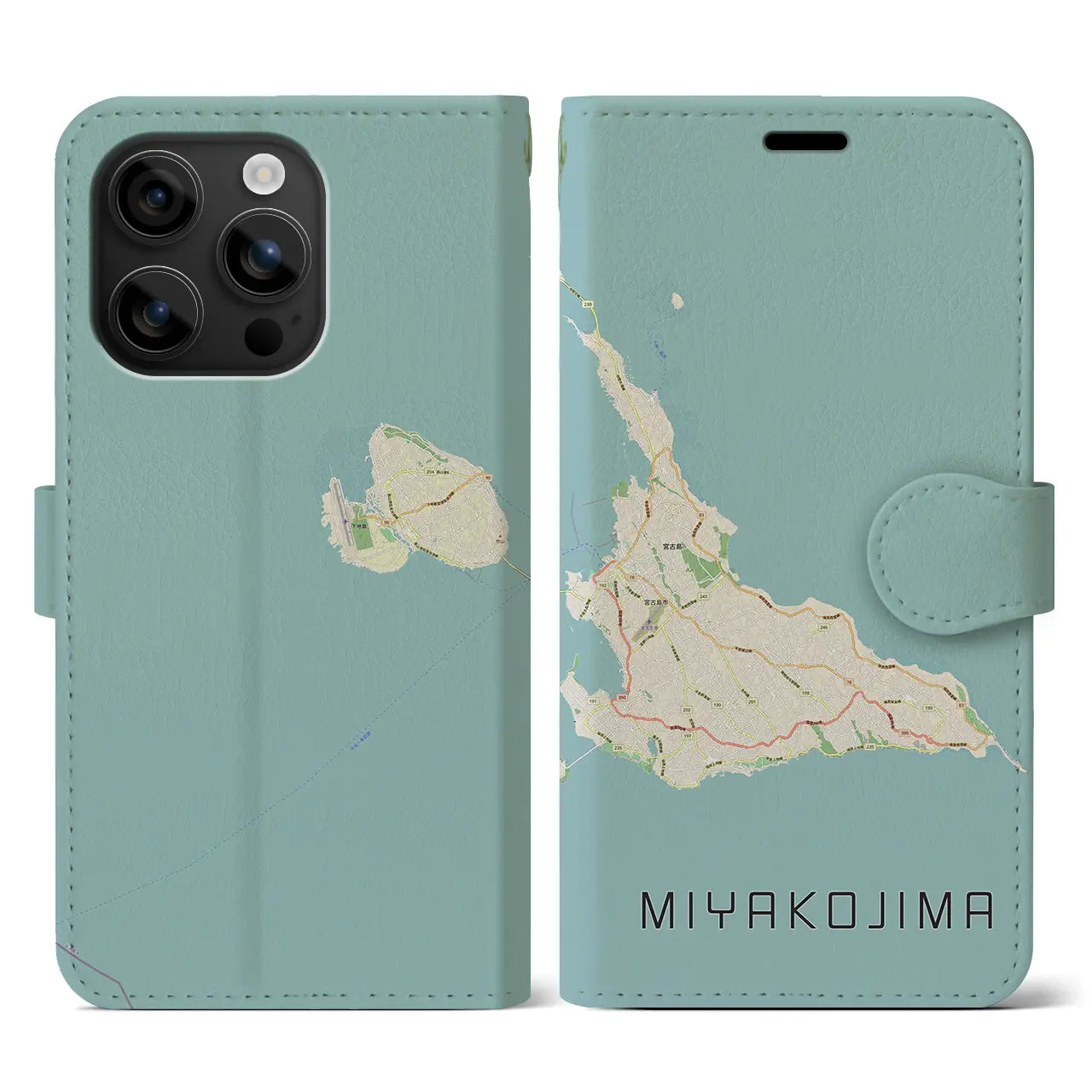 【宮古島(沖縄県)】地図柄iPhoneケース(手帳タイプ)