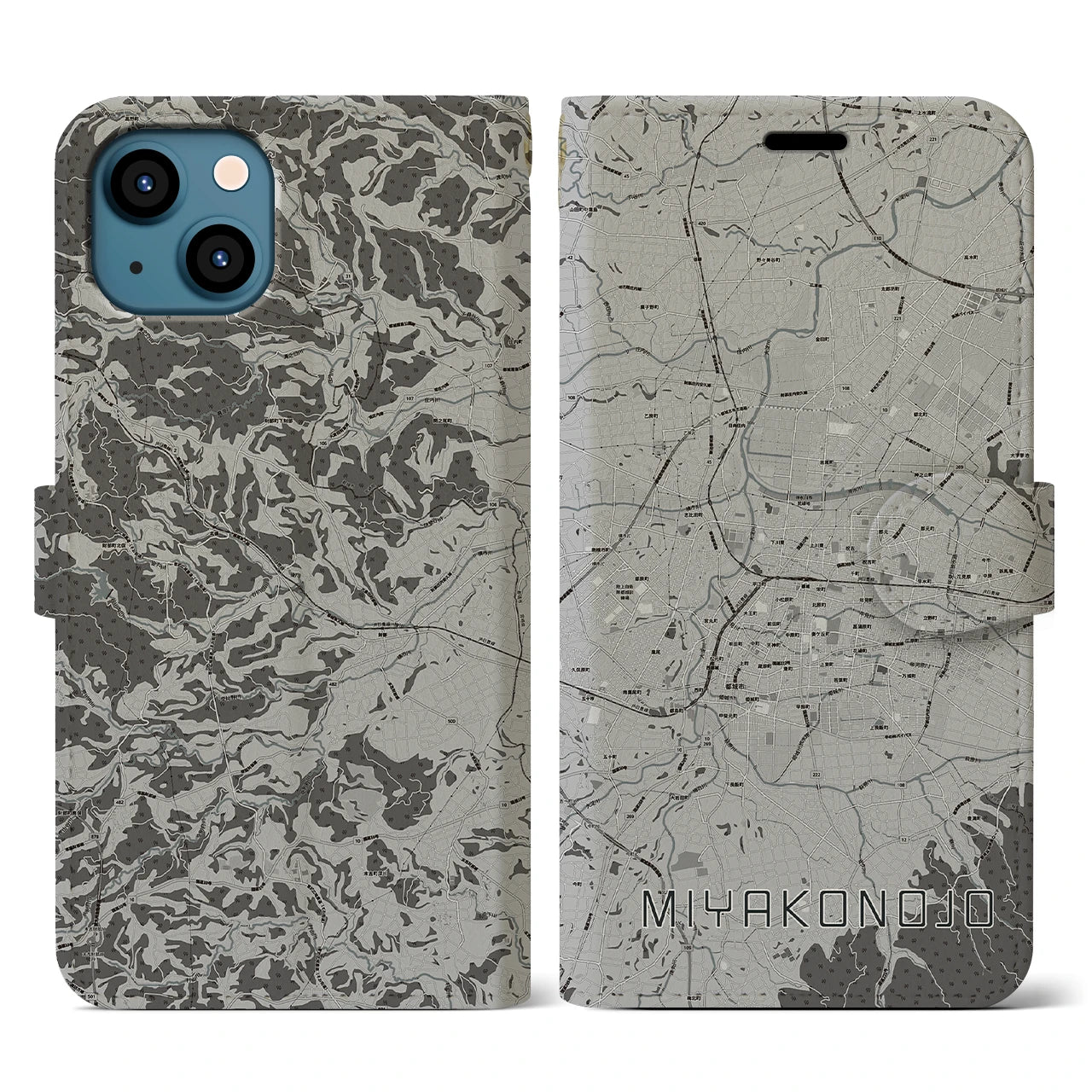 【都城(宮崎県)】地図柄iPhoneケース(手帳タイプ)