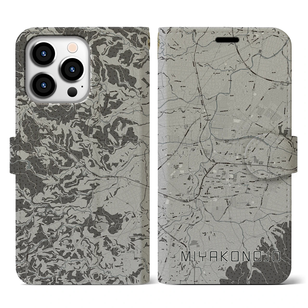 【都城(宮崎県)】地図柄iPhoneケース(手帳タイプ)