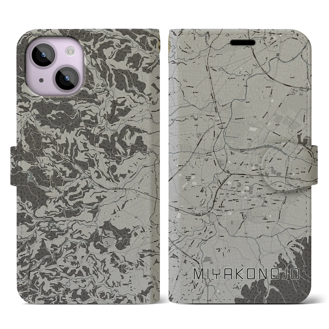 【都城(宮崎県)】地図柄iPhoneケース(手帳タイプ)