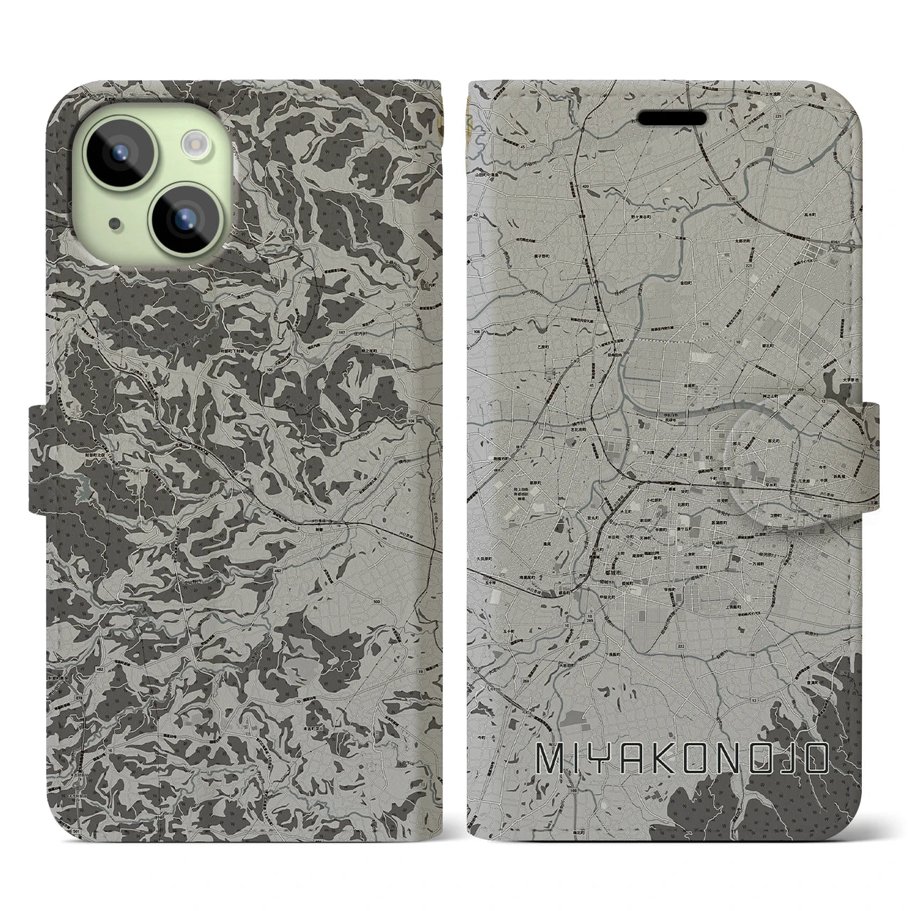 【都城(宮崎県)】地図柄iPhoneケース(手帳タイプ)