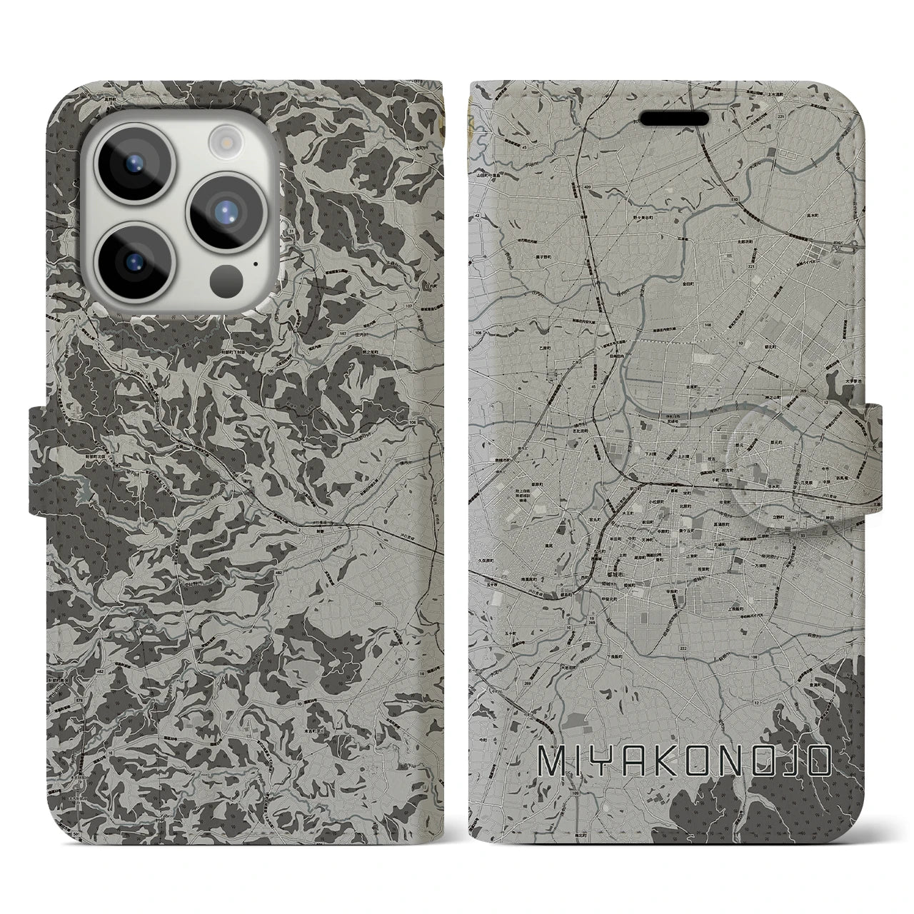 【都城(宮崎県)】地図柄iPhoneケース(手帳タイプ)