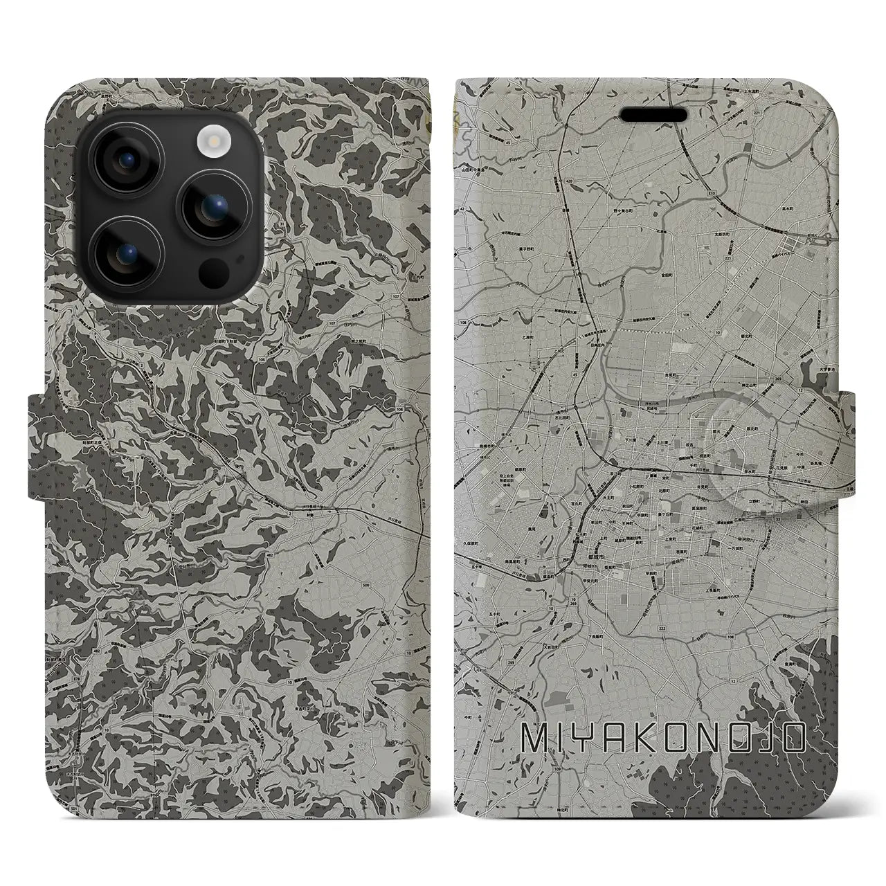 【都城(宮崎県)】地図柄iPhoneケース(手帳タイプ)