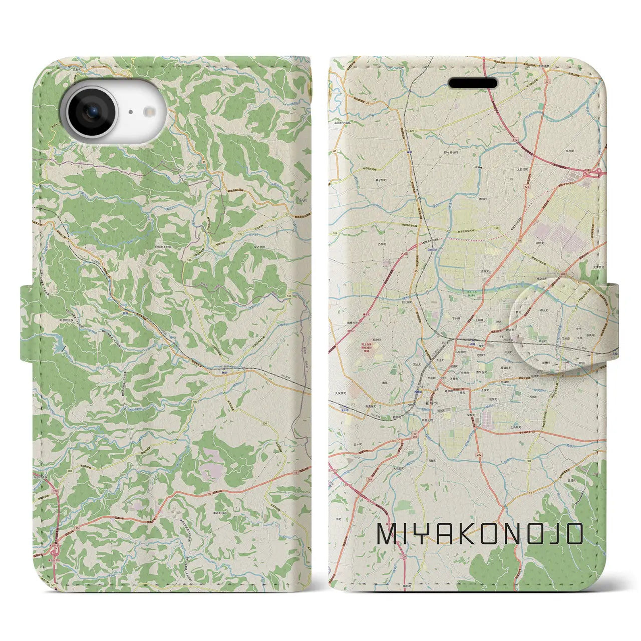 【都城(宮崎県)】地図柄iPhoneケース(手帳タイプ)