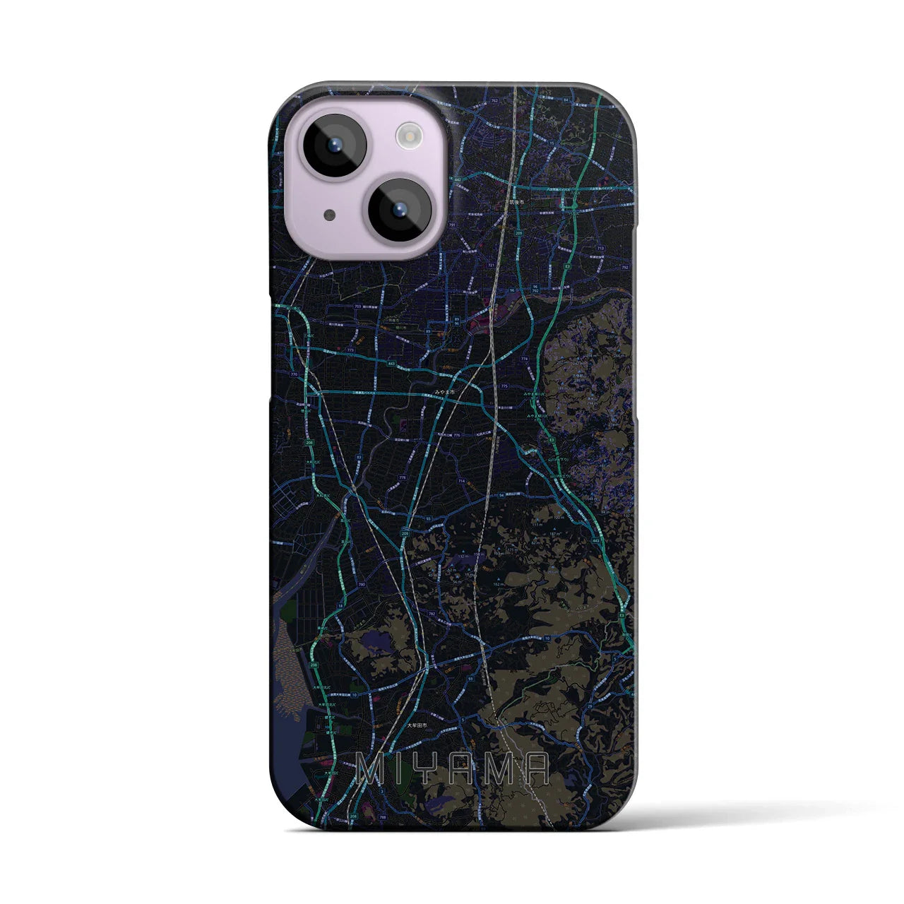 【みやま(福岡県)】地図柄iPhoneケース(バックカバータイプ)