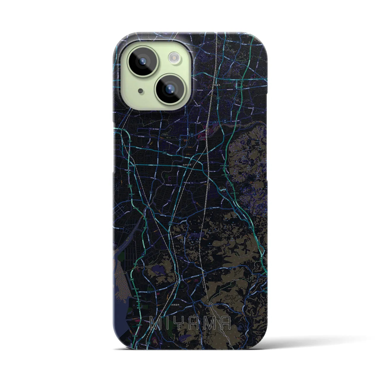 【みやま(福岡県)】地図柄iPhoneケース(バックカバータイプ)