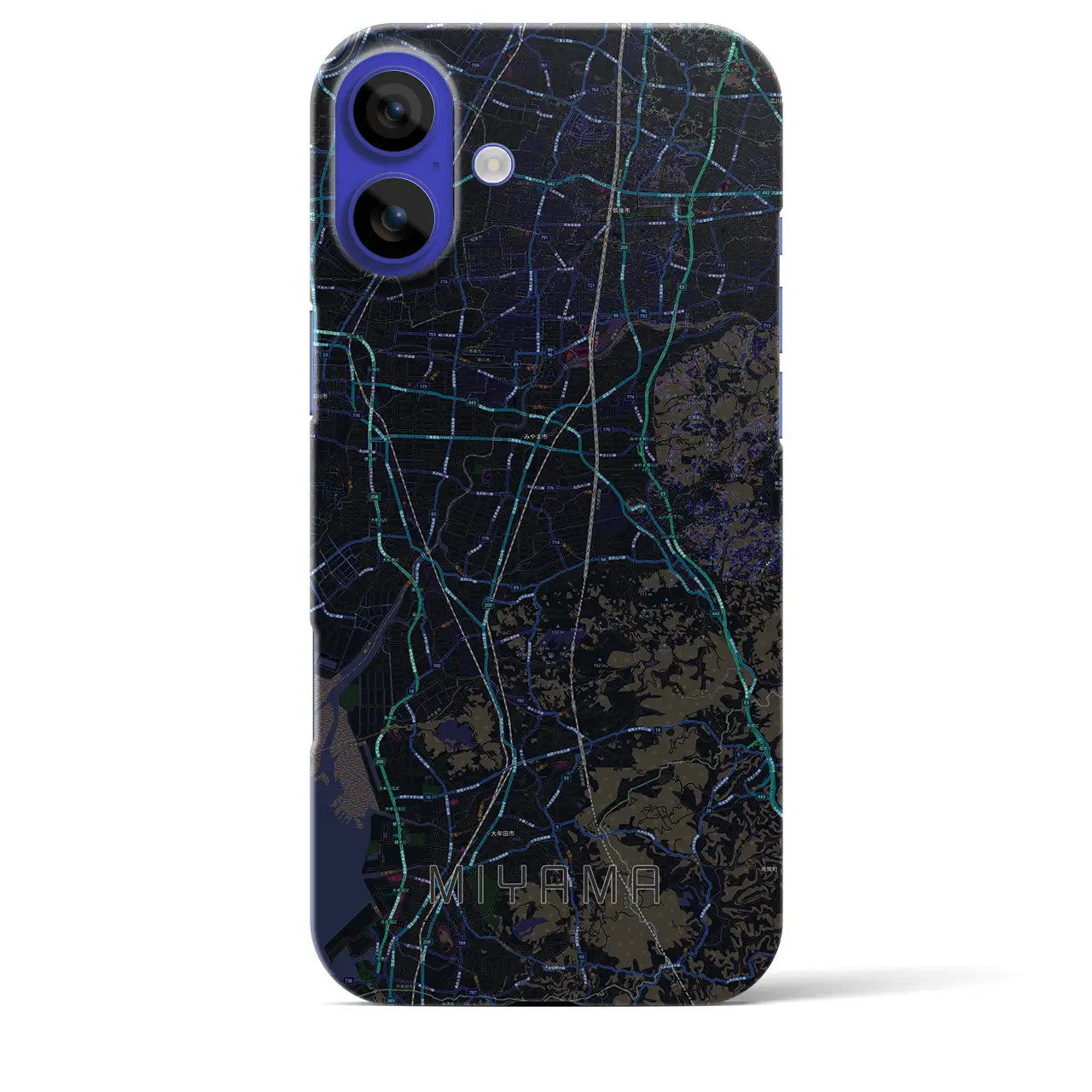 【みやま(福岡県)】地図柄iPhoneケース(バックカバータイプ)