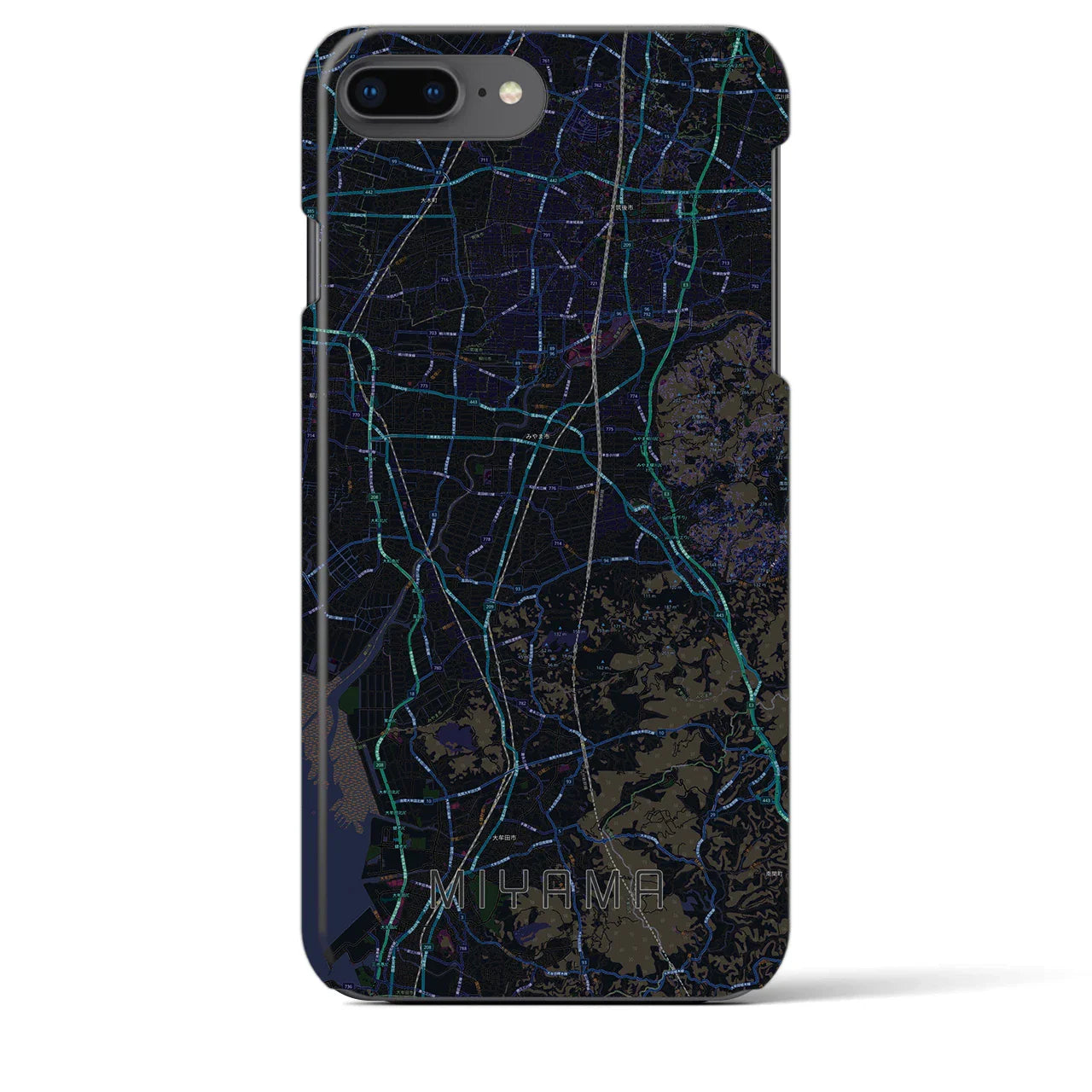 【みやま(福岡県)】地図柄iPhoneケース(バックカバータイプ)