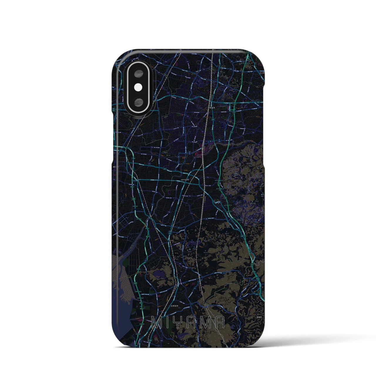 【みやま(福岡県)】地図柄iPhoneケース(バックカバータイプ)