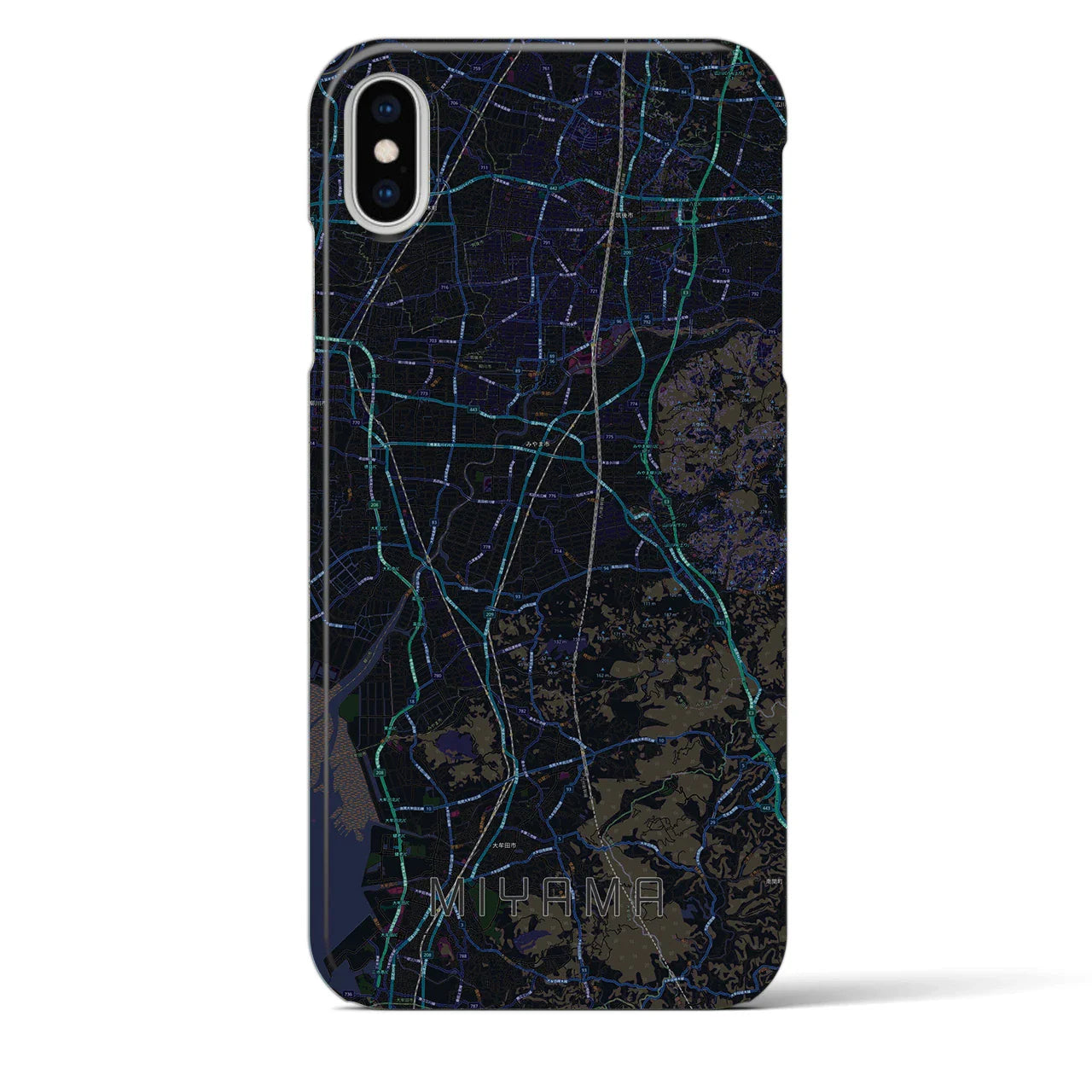 【みやま(福岡県)】地図柄iPhoneケース(バックカバータイプ)
