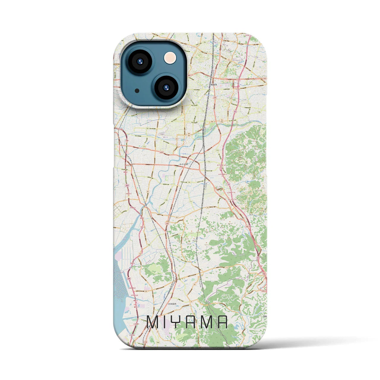 【みやま(福岡県)】地図柄iPhoneケース(バックカバータイプ)