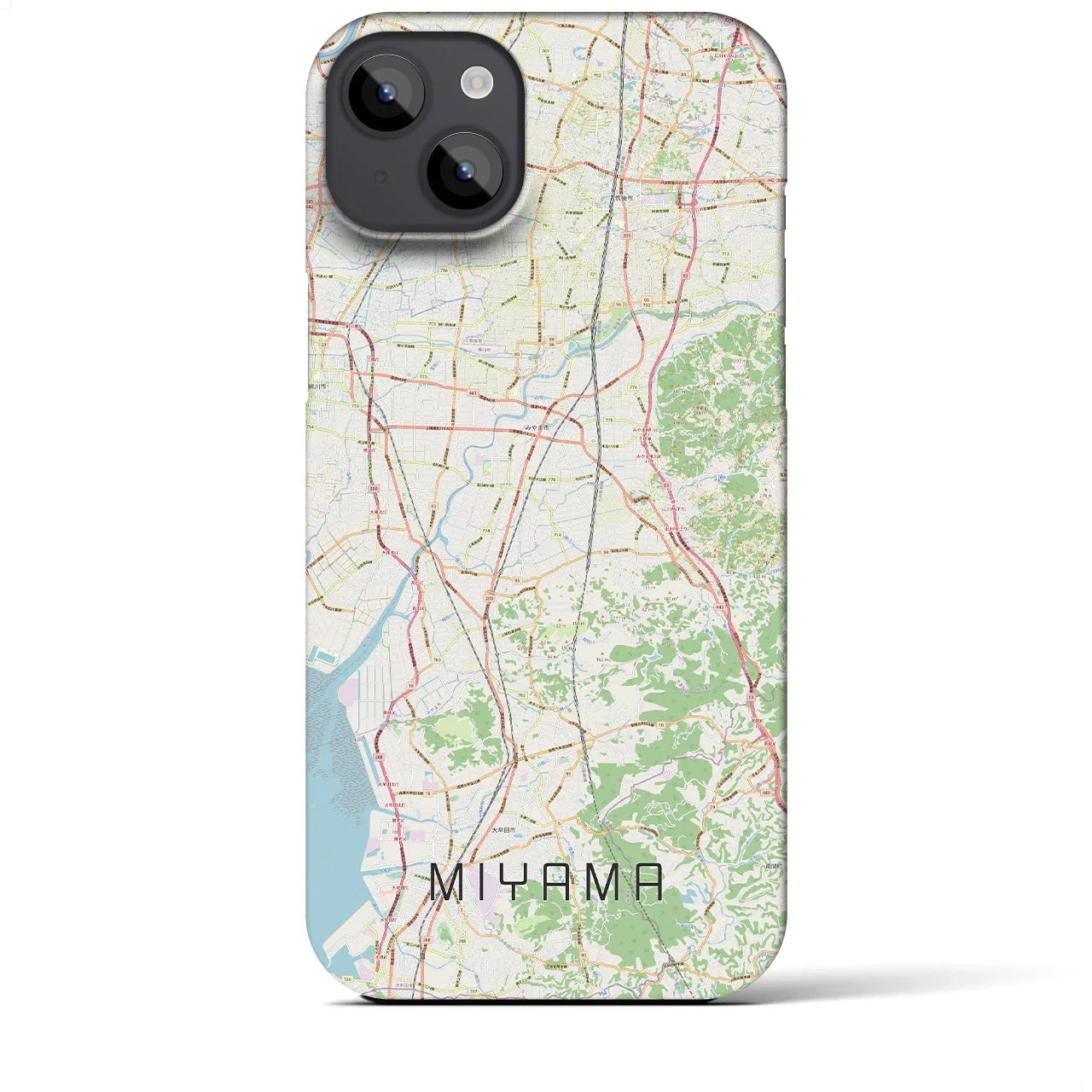 【みやま(福岡県)】地図柄iPhoneケース(バックカバータイプ)