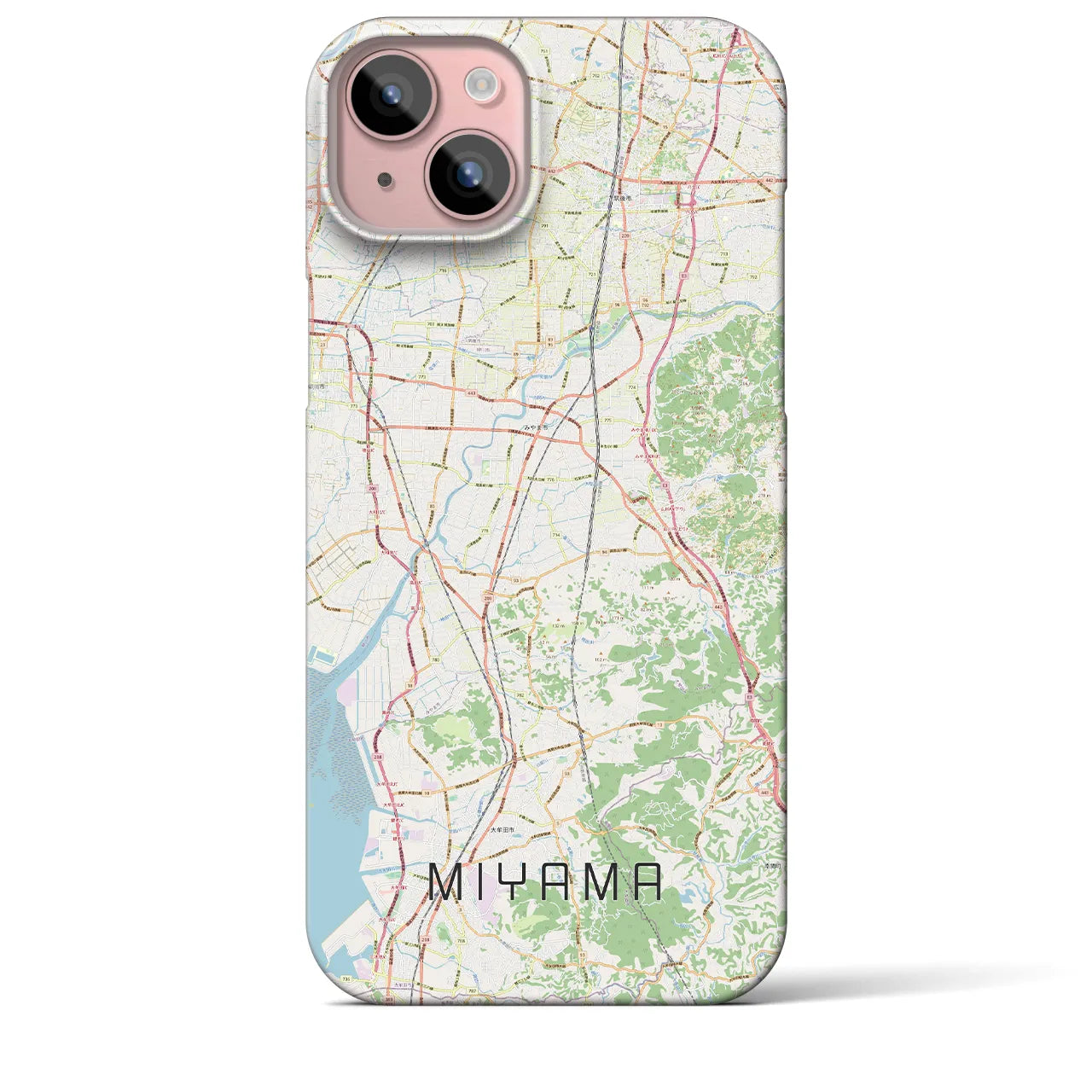 【みやま(福岡県)】地図柄iPhoneケース(バックカバータイプ)